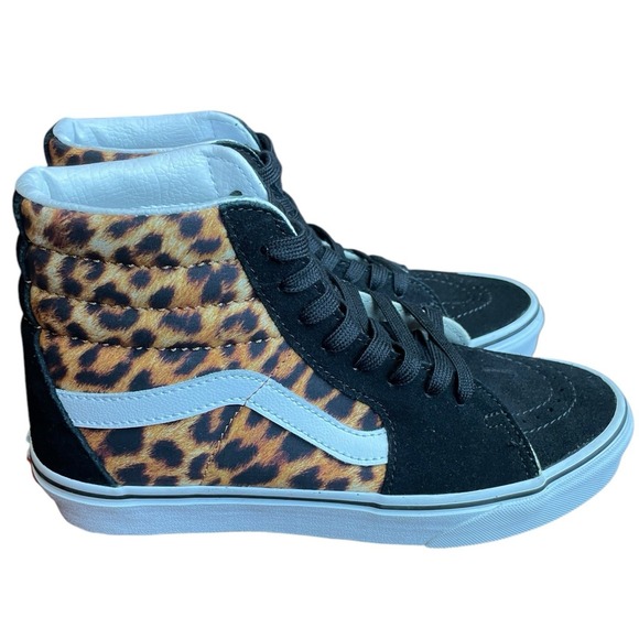 VANS Sk8-Hi Leopard Print Canvas Black Suede Unisex Size Male 6 Females 7.5‎ NEW - Picture 1 of 16